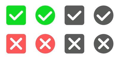 Colorful Check Marks and Crosses Set vector