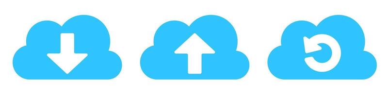 Blue Cloud Computing Icons Set vector