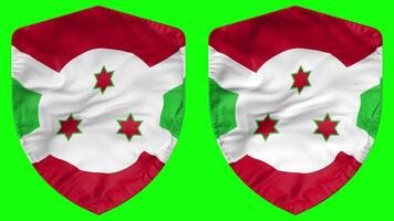 Burundi Flag in Shield Shape Waving, Seamless Looped, Green Screen, Luma Matte Selection, 3D Rendering video