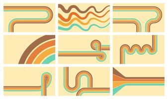 Retro 70s Striped Pattern Collection vector