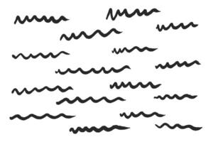 Set of Black Hand-drawn Wavy Lines vector