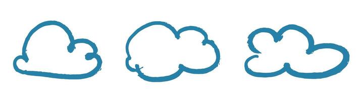 Sky Blue Cloud Shapes on White Background vector