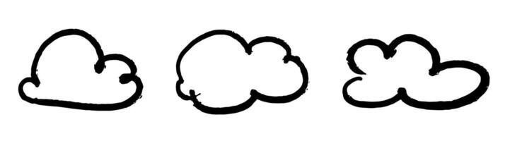 Black Ink Cloud Sketches on White Background vector