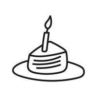 Single cake with candles. Hand drawn doodle vector illustration