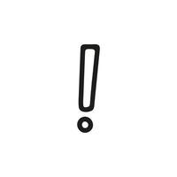 Single exclamation mark doodle. Hand drawn vector illustration