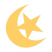 crescent moon with star isolated icon vector illustration design graphic flat style. Graphic design template elements with spiritual and religious themes