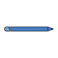 pencil with search bar icon vector illustration design  blue color. Abstract illustration of simple icon in flat style. Element design graphic template with office stationery theme