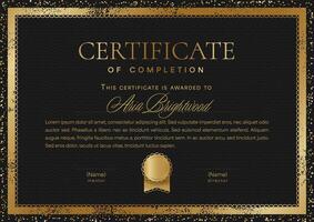 Black and Gold Elegant Certificate. Frame borders design. Vector illustration