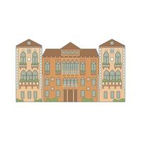 Venetian building facade detailed illustration. Beautiful renaissance building with Venetian-style windows. vector