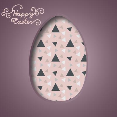 Happy Easter greeting card. 3d paper cut easter egg concept design background.