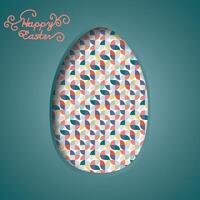 Happy Easter greeting card. 3d paper cut easter egg concept design background. vector