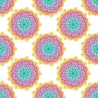 Mandala colorful vector seamless pattern. Abstract geometric texture.