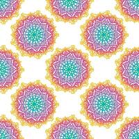 Mandala colorful vector seamless pattern. Abstract geometric texture.