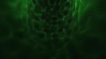 Abstract wavy field made of glowing green particles on a dark background , looped video, 4k , 60 fps video