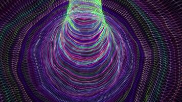 Abstract psychedelic tunnel made of colorful wavy lines with acid glow effect , looped video , 4k , 60 fps