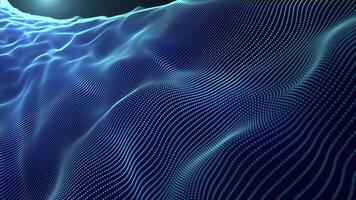 Abstract blue energy waves made of glowing hi-tech lines and particles with shine effect , looped video , 4k , 60 fps