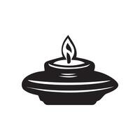 a black and white image of a candle with a white background. vector