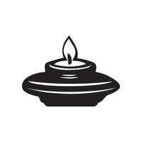 a black and white image of a candle with a white background. vector