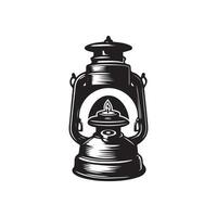 a black and white drawing of a lamp with a light on it vector