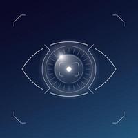 HUD retinal recognition biometric ID scan icon concept. User eye verification symbol. Person optic identity security digital sign. Human retina identification. Glow authorization interface eps design vector