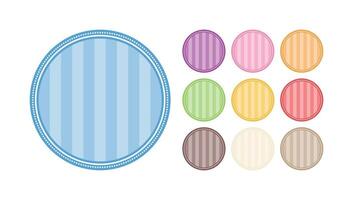 Set Of Striped Circular Elegance Plain Sticker Round Blank Label Vector Collection