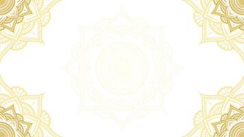 celestial elegancia de loto mandala Arte blanco horizontal vector antecedentes en oro y blanco color