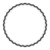 Versatile Black And White Wavy Circular With Dotted Line Round Badge Frame Simple Vector Element Design