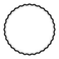 Versatile Black And White Wavy Circular With Dotted Line Round Badge Frame Simple Vector Element Design