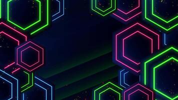 Neon Lights in a Hexagonal Pattern Background video