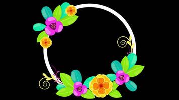 Colorful flower wreath on a black background video