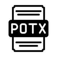 Potx spreadsheet file icon with black fill design. vector illustration.