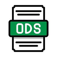 Document file format Ods spreadsheet icon. with outline and color in the middle. Vector illustration