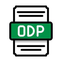 Document file format ODP spreadsheet icon. with outline and color in the middle. Vector illustration