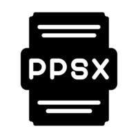 Ppsx file icon solid style. Spreadsheet file type, extension, format icons. Vector Illustration