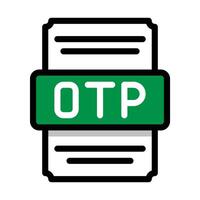 Document file format OTP spreadsheet icon. with outline and color in the middle. Vector illustration