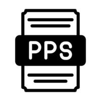 pps spreadsheet file icon with black fill design. vector illustration.