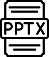 Pptx icons file type. spreadsheet files document icon with outline design. vector illustration