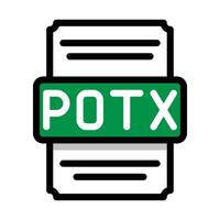 Document file format Potx icon spreadsheet. with outline and color in the middle. Vector illustration