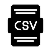 Csv icon file solid style. File type, extension, format Spreadsheet icons. Vector Illustrations