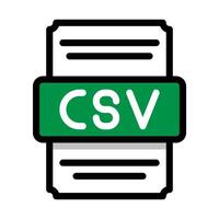 Document file format csv spreadsheet icon. with outline and color in the middle. Vector illustration