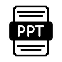 Ppt spreadsheet file icon with black fill design. vector illustration.