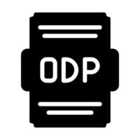 Odp file icon solid style. Spreadsheet file type, extension, format icons. Vector Illustration