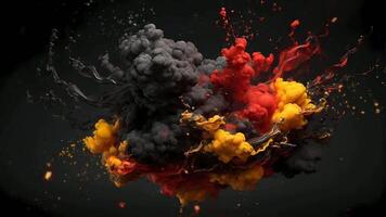 AI generated colorful smoke and ink on black background video