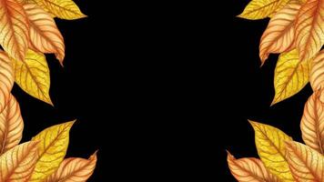 AI generated Dynamic seamless looping animation in 4k, highlighting the elegant movement of a gold leaf frame on a black background video