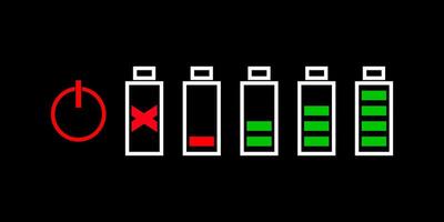 Battery charge indicator icons. power. vector