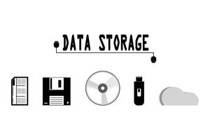 data storage icon set. computing. cloud. vector