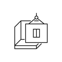 Modular house construction, line icon. Building home from prefabricated panels. Modern prefab fast technology in building and architecture. Property, real estate. Editable stroke. Vector outline