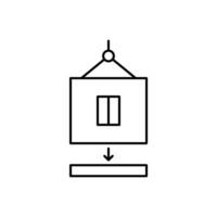 Modular house construction, line icon. Building home from prefabricated panels. Modern prefab fast technology in building and architecture. Property, real estate. Editable stroke. Vector outline