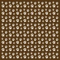 A seamless pattern of vector paw prints on a brown background.