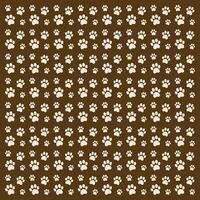 A seamless pattern of vector paw prints on a brown background.